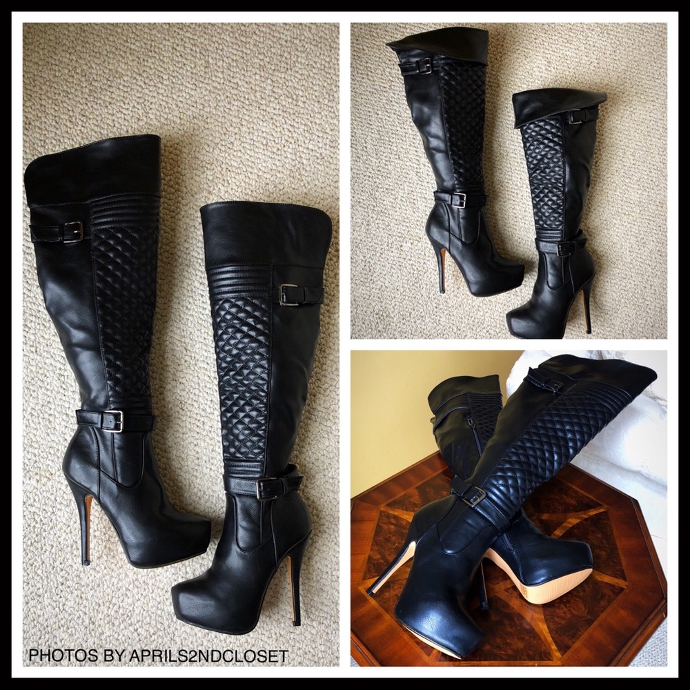 NATURE BREEZE VEGAN LEATHER OVER THE KNEE BOOTS - Picture 7 of 8